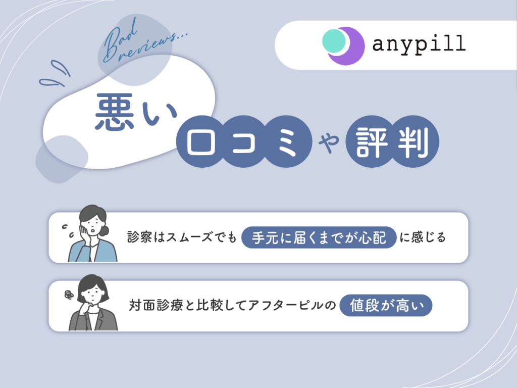 エニピルのアフターピルオンライン処方に関する悪い口コミや評判