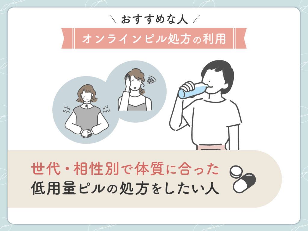世代・相性別で体質に合った低用量ピルの処方をしたい人